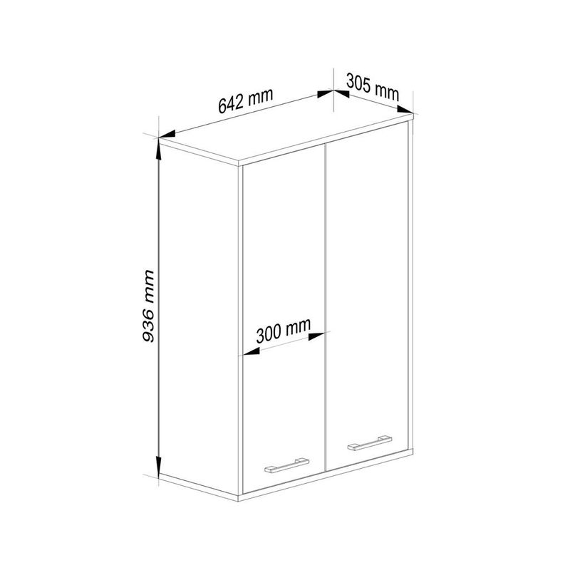 Casa si Gradina - Mobilier - Mobilier baie - Corpuri baie - Dulap baie suspendat, cu 2 usi si 4 rafturi interioare, PAL 16 mm, 64x30x94 cm, stejar sonoma si alb - Infinity.ro