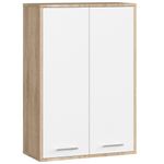 Casa si Gradina - Mobilier - Mobilier baie - Corpuri baie - Dulap baie suspendat, cu 2 usi si 4 rafturi interioare, PAL 16 mm, 64x30x94 cm, stejar sonoma si alb - Infinity.ro