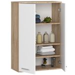 Casa si Gradina - Mobilier - Mobilier baie - Corpuri baie - Dulap baie suspendat, cu 2 usi si 4 rafturi interioare, PAL 16 mm, 64x30x94 cm, stejar sonoma si alb - Infinity.ro