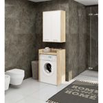 Casa si Gradina - Mobilier - Mobilier baie - Corpuri baie - Dulap baie suspendat, cu 2 usi si 4 rafturi interioare, PAL 16 mm, 64x30x94 cm, stejar sonoma si alb - Infinity.ro