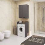 Casa si Gradina - Mobilier - Mobilier baie - Corpuri baie - Dulap baie suspendat, cu 2 usi si 4 rafturi interioare, PAL 16 mm, 64x30x94 cm, gri grafit - Infinity.ro