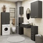 Casa si Gradina - Mobilier - Mobilier baie - Corpuri baie - Dulap baie suspendat, cu 2 usi si 4 rafturi interioare, PAL 16 mm, 64x30x94 cm, gri grafit - Infinity.ro