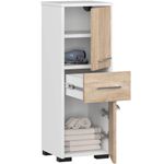 Casa si Gradina - Mobilier - Mobilier baie - Corpuri baie - Dulap de baie tip baza, cu 2 usi si sertar, PAL 16 mm, 30x30x85 cm, alb si stejar sonoma - Infinity.ro