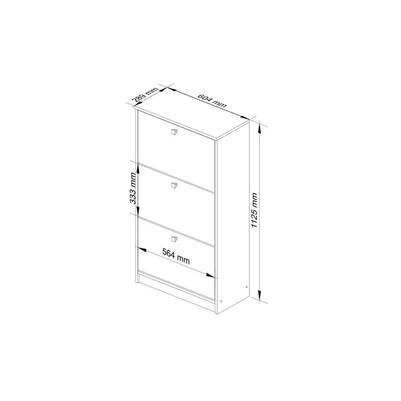 Casa si Gradina - Mobilier - Dulapuri si sifoniere - Dulapuri pantofi - Dulap pantofi cu 3 usi rabatabile, PAL laminat 16 mm, 60x29x113 cm, alb si stejar sonoma - Infinity.ro