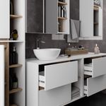 Casa si Gradina - Mobilier - Mobilier baie - Corpuri baie - Etajera de baie suspendata, cu 2 sertare, PAL 16 mm, 90x46x60 cm, alb si stejar sonoma - Infinity.ro