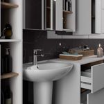 Casa si Gradina - Mobilier - Mobilier baie - Corpuri baie - Etajera de baie suspendata, cu 2 sertare, PAL 16 mm, 90x46x60 cm, alb si stejar sonoma - Infinity.ro