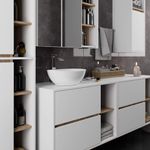 Casa si Gradina - Mobilier - Mobilier baie - Corpuri baie - Etajera de baie suspendata, cu 2 sertare, PAL 16 mm, 90x46x60 cm, alb si stejar sonoma - Infinity.ro