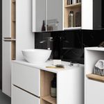 Casa si Gradina - Mobilier - Mobilier baie - Etajere baie - Etajera de baie suspendata, cu 2 usi, PAL 16 mm, 35x30x80 cm, alb si stejar sonoma - Infinity.ro