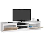 Casa si Gradina - Mobilier - Comode si corpuri - Comode - Comoda TV cu 2 usi si rafturi centrale, PAL laminat, 160x40x33 cm, alb si stejar sonoma - Infinity.ro