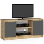 Casa si Gradina - Mobilier - Comode si corpuri - Comode - Comoda TV cu 2 usi si o polita, PAL laminat 16 mm, 120x40x55 cm, stejar artisan si gri - Infinity.ro