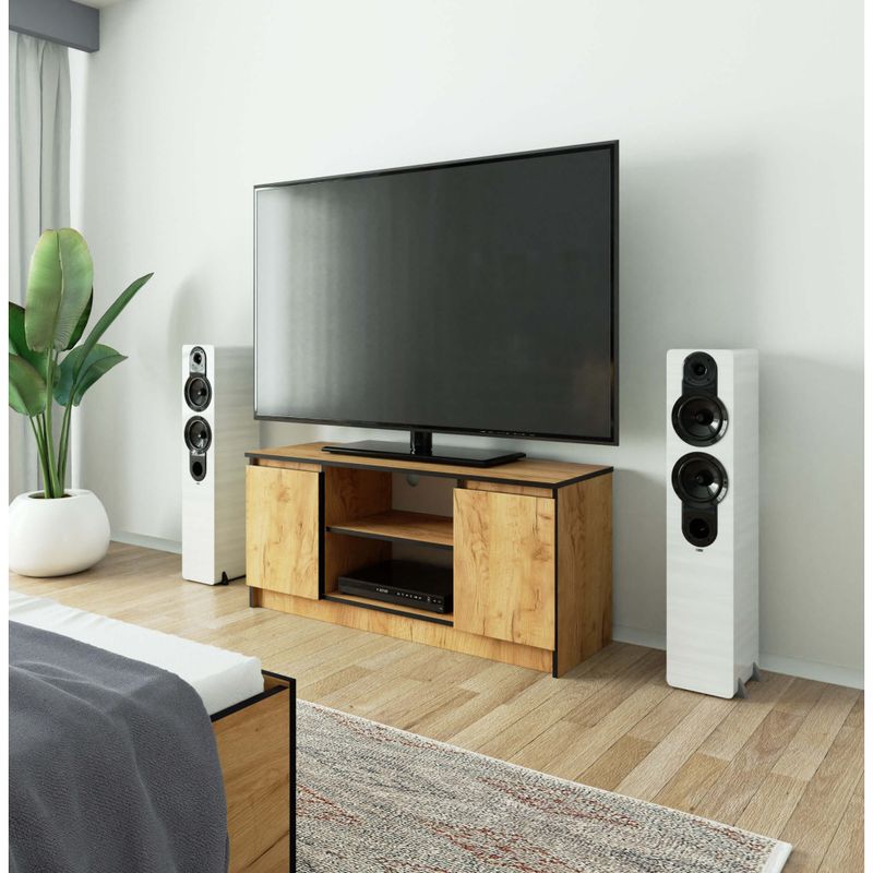 Casa si Gradina - Mobilier - Comode si corpuri - Comode - Comoda TV cu 2 usi si o polita, PAL laminat 16 mm, 120x40x55 cm, stejar craft - Infinity.ro