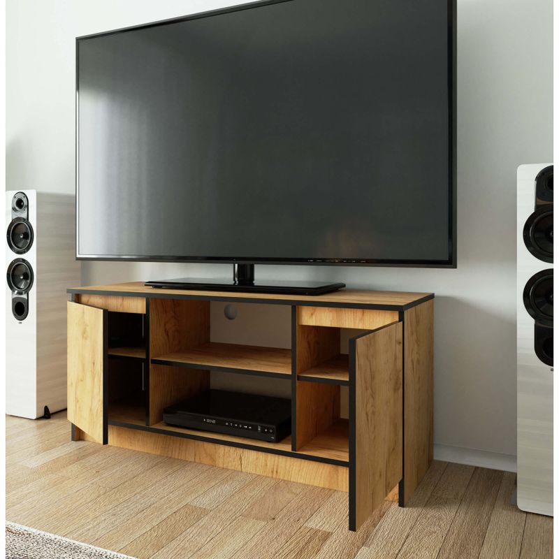 Casa si Gradina - Mobilier - Comode si corpuri - Comode - Comoda TV cu 2 usi si o polita, PAL laminat 16 mm, 120x40x55 cm, stejar craft - Infinity.ro