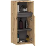 Casa si Gradina - Mobilier - Mobilier baie - Corpuri baie - Etajera de baie suspendata, cu 2 usi, PAL 16 mm, 35x30x80 cm, stejar artisan si gri - Infinity.ro