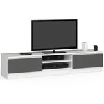 Casa si Gradina - Mobilier - Comode si corpuri - Comode - Comoda TV cu 2 usi si rafturi centrale, PAL laminat, 160x40x33 cm, alb si gri - Infinity.ro