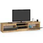 Casa si Gradina - Mobilier - Comode si corpuri - Comode - Comoda TV cu 2 usi si rafturi centrale, PAL laminat, 160x40x33 cm, stejar artisan si gri - Infinity.ro