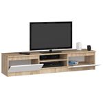 Casa si Gradina - Mobilier - Comode si corpuri - Comode - Comoda TV cu 2 usi si rafturi centrale, PAL laminat, 160x40x33 cm, stejar sonoma si alb - Infinity.ro