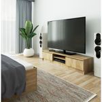 Casa si Gradina - Mobilier - Comode si corpuri - Comode - Comoda TV cu 2 usi si rafturi centrale, PAL laminat, 160x40x33 cm, stejar sonoma - Infinity.ro