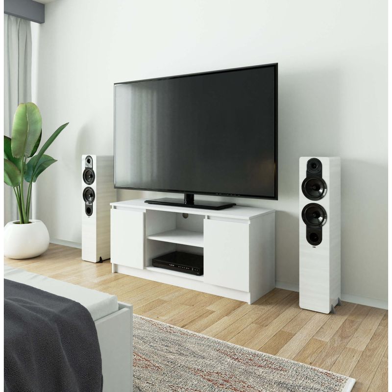Casa si Gradina - Mobilier - Comode si corpuri - Comode - Comoda TV cu 2 usi si o polita, PAL laminat 16 mm, 120x40x55 cm, alb - Infinity.ro