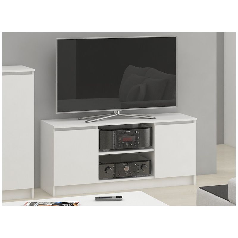 Casa si Gradina - Mobilier - Comode si corpuri - Comode - Comoda TV cu 2 usi si o polita, PAL laminat 16 mm, 120x40x55 cm, alb - Infinity.ro
