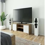 Casa si Gradina - Mobilier - Comode si corpuri - Comode - Comoda TV cu 2 usi si o polita, PAL laminat 16 mm, 120x40x55 cm, stejar sonoma si alb - Infinity.ro