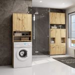 Casa si Gradina - Mobilier - Mobilier baie - Corpuri baie - Dulap baie inalt pentru spatiu deasupra masinii de spalat, cu usi si polite, 64x30x180 cm, stejar artisan - Infinity.ro