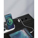 Casa si Gradina - Mobilier - Biblioteci si rafturi - Biblioteci - Birou cu iluminare LED, priza incorporata, 2 USB, 50x100x76 cm, negru - Infinity.ro