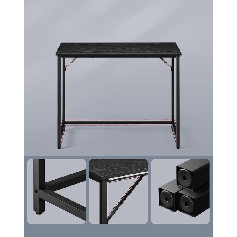 Casa si Gradina - Mobilier - Biblioteci si rafturi - Biblioteci - Birou cu iluminare LED, priza incorporata, 2 USB, 50x100x76 cm, negru - Infinity.ro