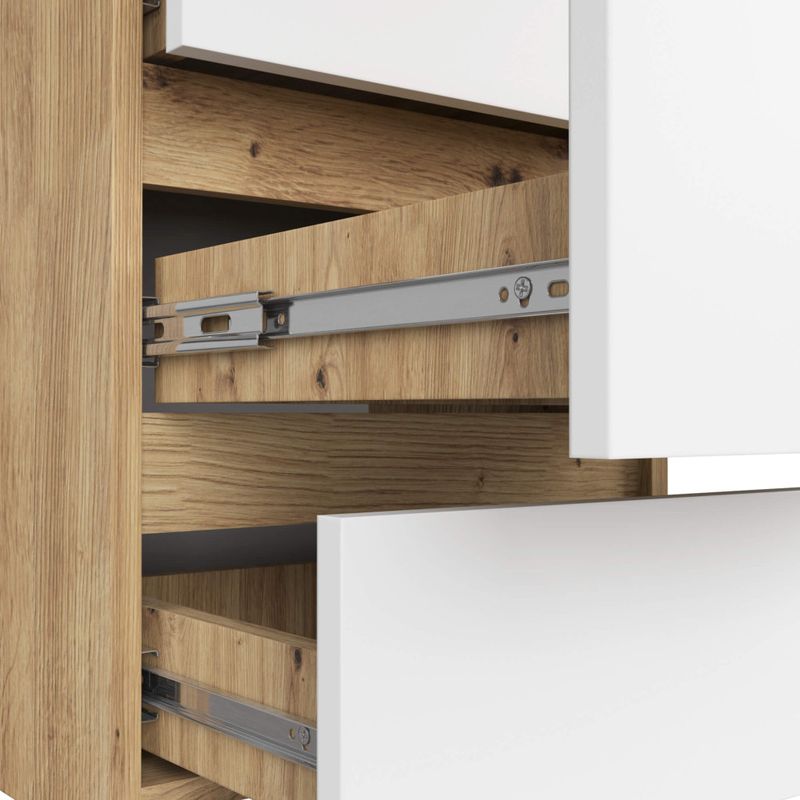 Casa si Gradina - Mobilier - Comode si corpuri - Comode - Comoda cu 6 sertare, PAL laminat 16 mm, 40x35x109 cm, stejar artisan si alb - Infinity.ro