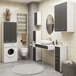 Casa si Gradina - Mobilier - Mobilier baie - Corpuri baie - Dulap de baie cu 2 usi si 4 rafturi, pentru spatiul de deasupra masinii de spalat, 64x30x180 cm, alb si grafit - Infinity.ro