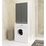 Casa si Gradina - Mobilier - Mobilier baie - Corpuri baie - Dulap de baie cu 2 usi si 4 rafturi, pentru spatiul de deasupra masinii de spalat, 64x30x180 cm, alb si grafit - Infinity.ro