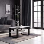 Casa si Gradina - Mobilier - Mese si birouri - Masute de cafea - Masuta cafea ALEX cu raft inferior, PAL laminat, 92x53x45 cm, alb si negru - Infinity.ro