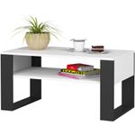 Casa si Gradina - Mobilier - Mese si birouri - Masute de cafea - Masuta de cafea Domi cu raft inferior, blat laminat, 92x50x45 cm, alb si negru - Infinity.ro