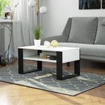 Casa si Gradina - Mobilier - Mese si birouri - Masute de cafea - Masuta de cafea Domi cu raft inferior, blat laminat, 92x50x45 cm, alb si negru - Infinity.ro