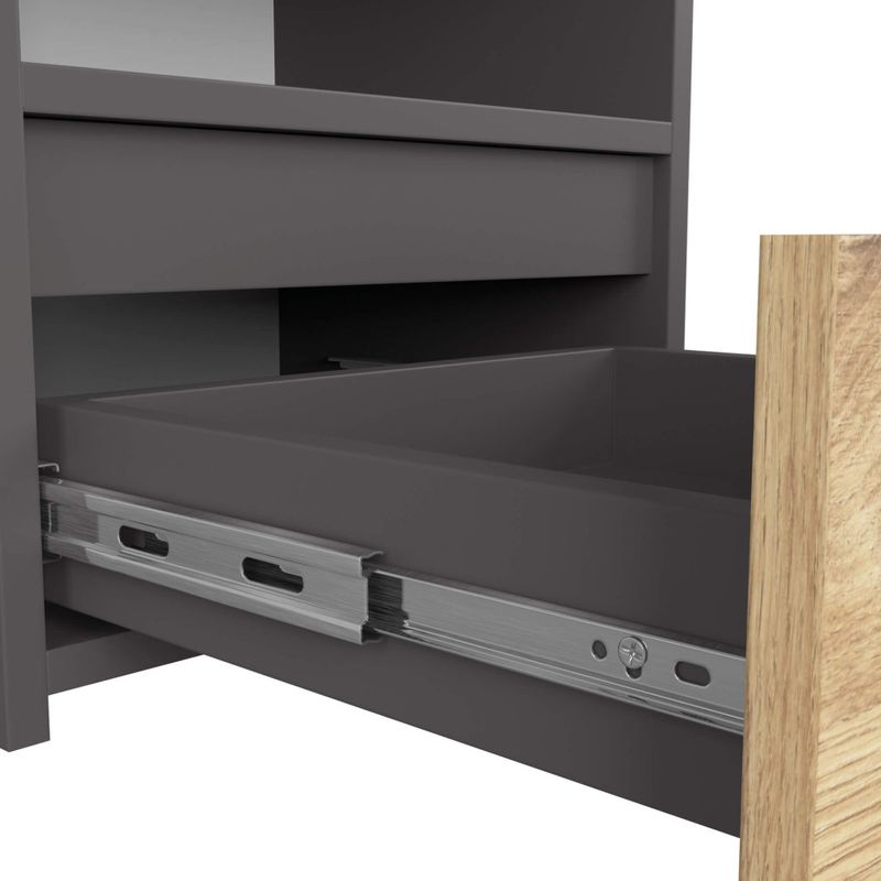 Casa si Gradina - Mobilier - Comode si corpuri - Noptiere - Noptiera cu 1 sertar, PAL laminat 16mm, 40x35x40 cm, gri si stejar artisan - Infinity.ro