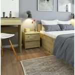 Casa si Gradina - Mobilier - Comode si corpuri - Noptiere - Noptiera cu 2 sertare, din PAL laminat, 40x35x40 cm, stejar artisan - Infinity.ro