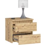 Casa si Gradina - Mobilier - Comode si corpuri - Noptiere - Noptiera cu 2 sertare, din PAL laminat, 40x35x40 cm, stejar artisan - Infinity.ro