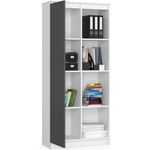 Casa si Gradina - Mobilier - Dulapuri si sifoniere - Dulapuri - Dulap cu usa si 8 etajere, PAL laminat 16 mm, 80x35x180 cm, alb si gri - Infinity.ro