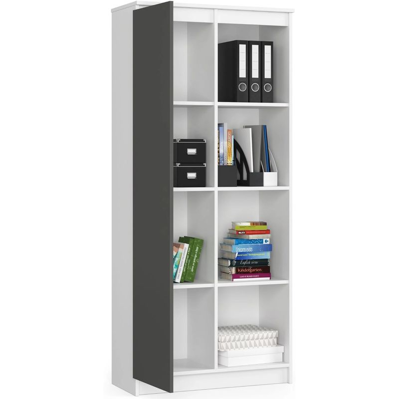 Casa si Gradina - Mobilier - Dulapuri si sifoniere - Dulapuri - Dulap cu usa si 8 etajere, PAL laminat 16 mm, 80x35x180 cm, alb si gri - Infinity.ro