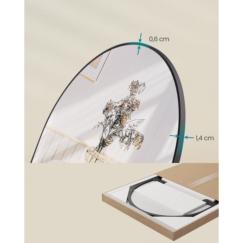 Casa si Gradina - Decoratiuni - Oglinzi - Oglinda decorativa cu rama curbata, 120x40 cm, montaj pe perete sau usa, negru - Infinity.ro