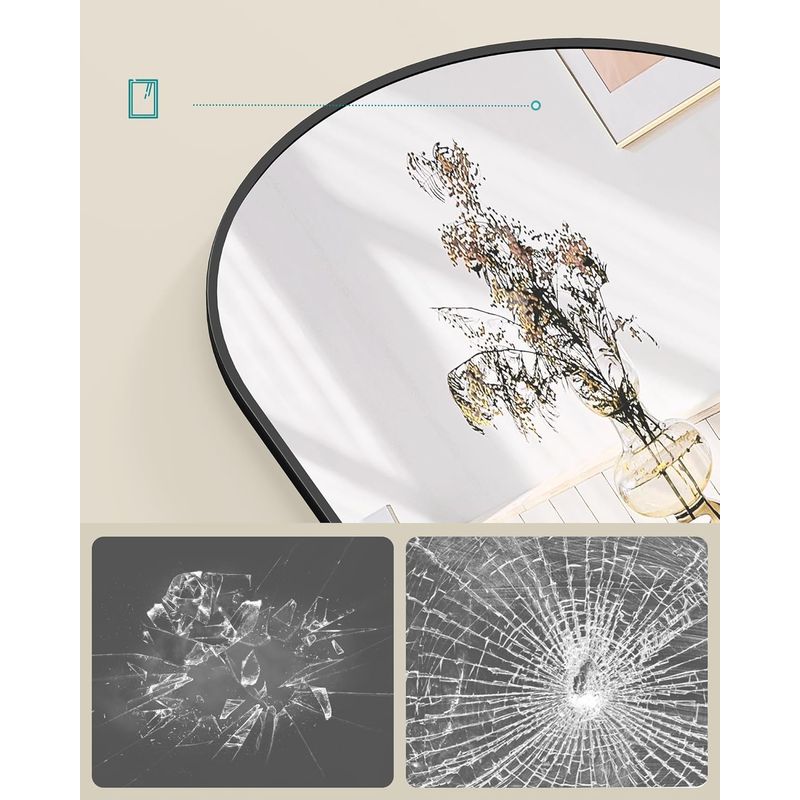 Casa si Gradina - Decoratiuni - Oglinzi - Oglinda decorativa cu rama curbata, 120x40 cm, montaj pe perete sau usa, negru - Infinity.ro