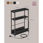 Casa si Gradina - Mobilier - Biblioteci si rafturi - Biblioteci - Masuta ingusta cu priza si porturi de incarcare USB, 3 rafturi, 45x18x58 cm, negru - Infinity.ro