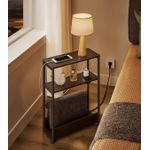 Casa si Gradina - Mobilier - Biblioteci si rafturi - Biblioteci - Masuta ingusta cu priza si porturi de incarcare USB, 3 rafturi, 45x18x58 cm, negru - Infinity.ro