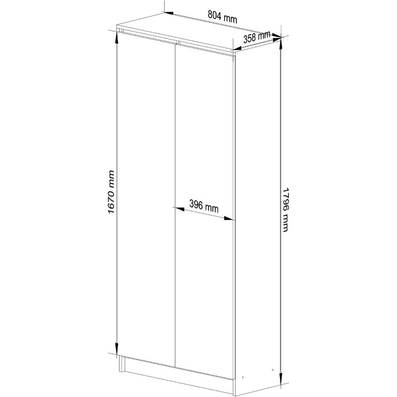 Casa si Gradina - Mobilier - Dulapuri si sifoniere - Dulapuri - Dulap cu 8 etajere, PAL laminat 16 mm, 80x35x180 cm, alb si grafit - Infinity.ro