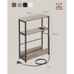 Casa si Gradina - Mobilier - Biblioteci si rafturi - Biblioteci - Masuta ingusta cu priza si porturi de incarcare USB, 3 rafturi, 45x18x58 cm, gri - Infinity.ro