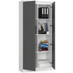 Casa si Gradina - Mobilier - Dulapuri si sifoniere - Dulapuri - Dulap cu 8 etajere, PAL laminat 16 mm, 80x35x180 cm, alb si grafit - Infinity.ro