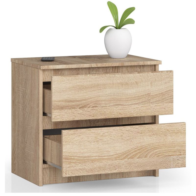 Casa si Gradina - Mobilier - Comode si corpuri - Comode - Comoda cu 2 sertare din PAL laminat 16 mm, 60x40x55 cm, stejar sonoma - Infinity.ro