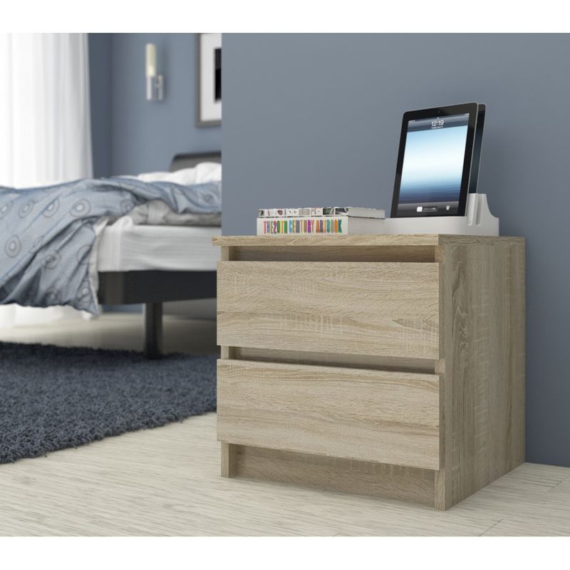 Casa si Gradina - Mobilier - Comode si corpuri - Comode - Comoda cu 2 sertare din PAL laminat 16 mm, 60x40x55 cm, stejar sonoma - Infinity.ro