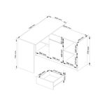 Casa si Gradina - Mobilier - Mese si birouri - Birouri - Birou de colt cu sertar, usa si 6 rafturi, fronturi MDF lucios, 120x126x79 cm, alb si negru lucios - Infinity.ro