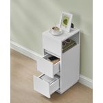 Casa si Gradina - Mobilier - Comode si corpuri - Noptiere - Set 2 noptiere inguste cu 2 sertare si compartiment deschis reversibil, PAL si MDF, 30x25x65 cm, alb - Infinity.ro