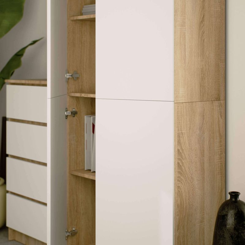 Casa si Gradina - Mobilier - Dulapuri si sifoniere - Dulapuri - Dulap cu 8 etajere, PAL laminat 16 mm, 80x35x180 cm, stejar sonoma si alb - Infinity.ro